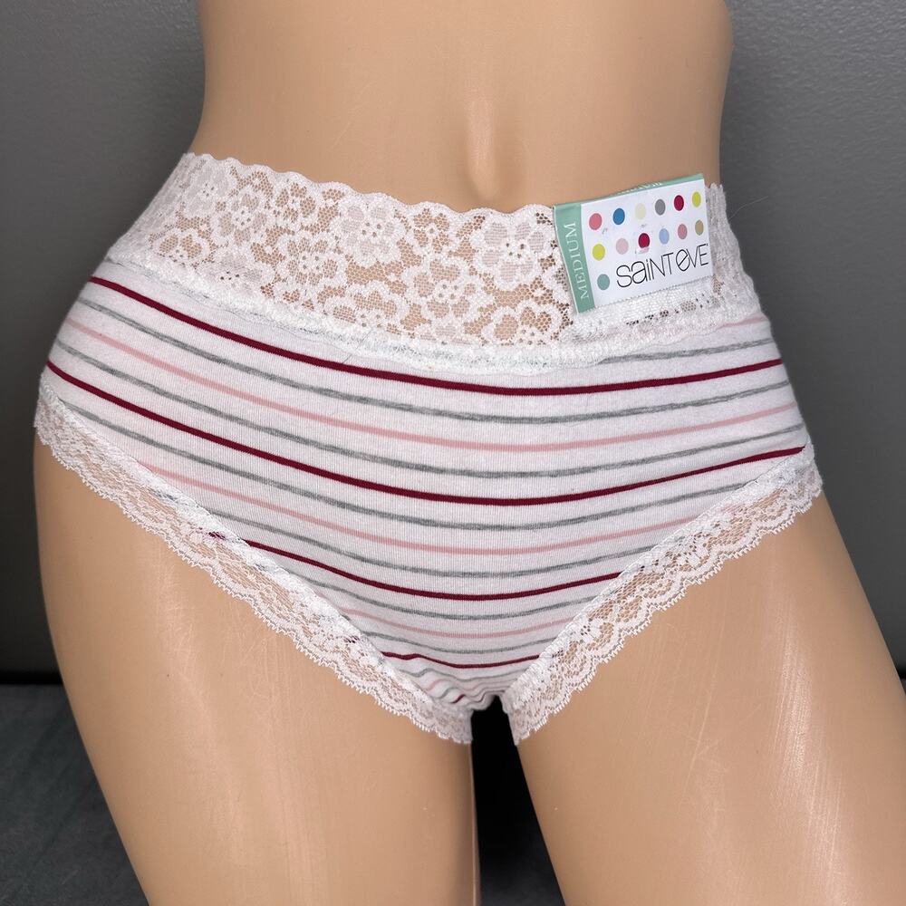 Vintage Y2K Saint Eve Panties Size Medium Wide Lace Stretch Cotton New NOS